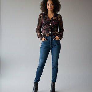 Vintage Floral Top Festival Fairy Grunge Whimsigoth Forest Core Sheer